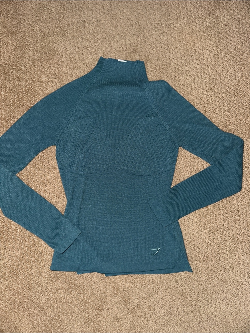 Gymshark Teal High-Neck Knit Long-Sleeve Top